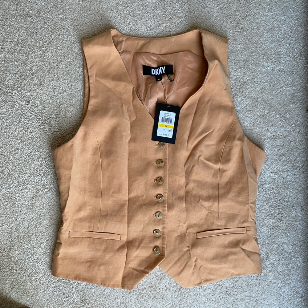NWT DKNY Saddle Tan Vest